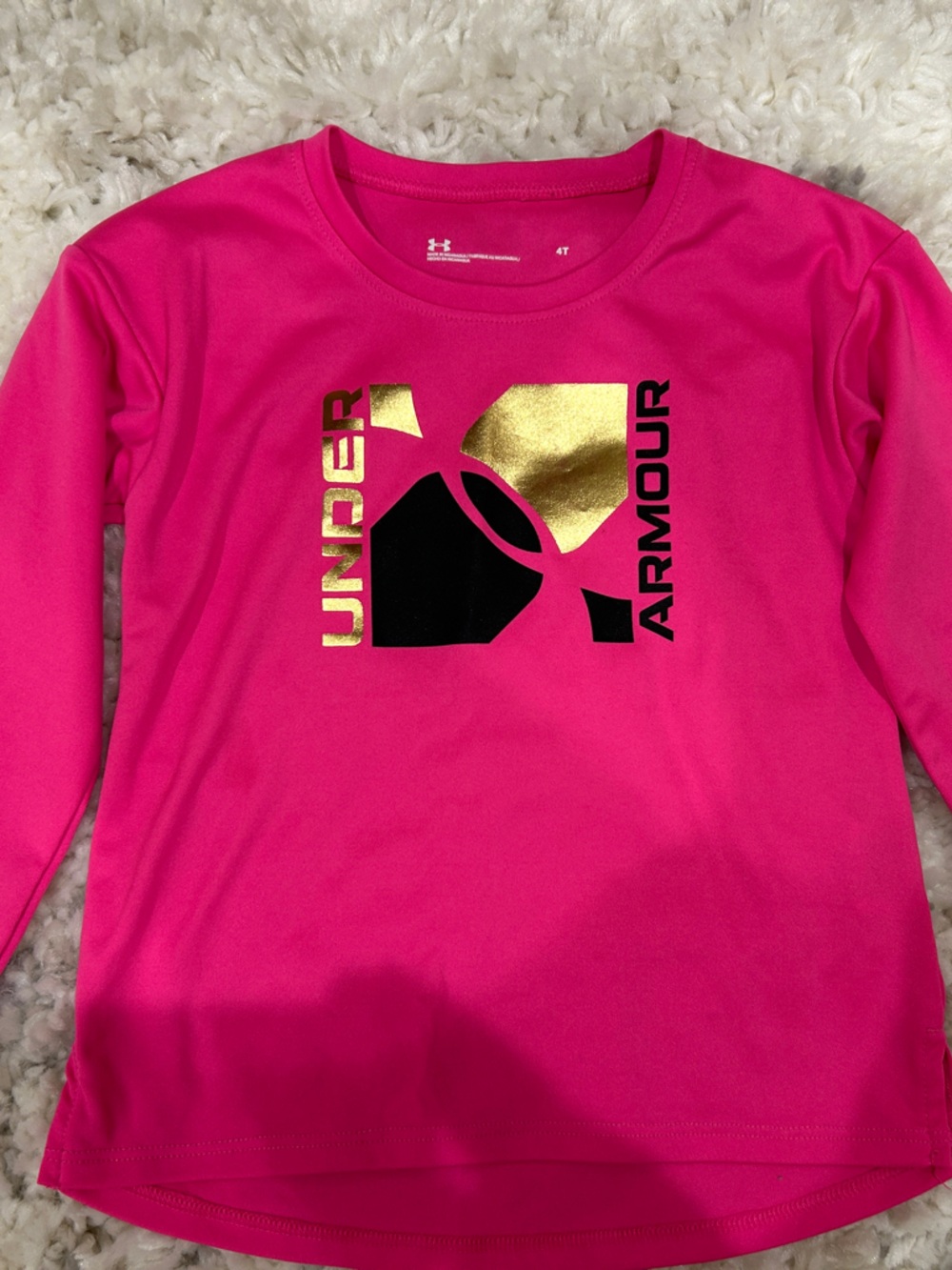 Under Armour Girls' Pink Long-Sleeve Logo Top 4T
